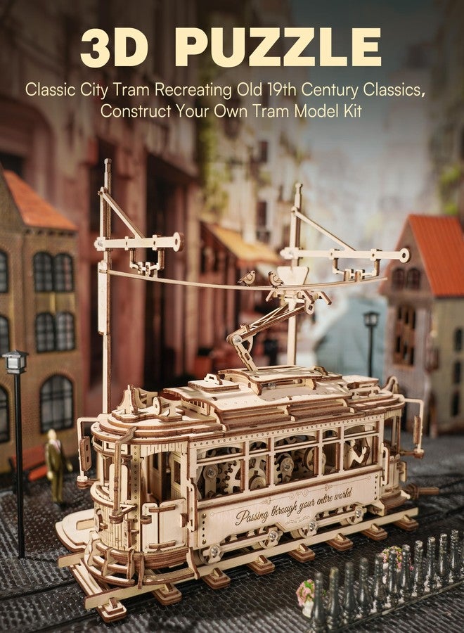 RoWood 3D Puzzles for Adults,Car Model Kit, 3D Wooden Puzzle Mechanical Tram Model,Wood Building Kit, Assembly Time 5H,Unique Gifts for Adults - Image 2